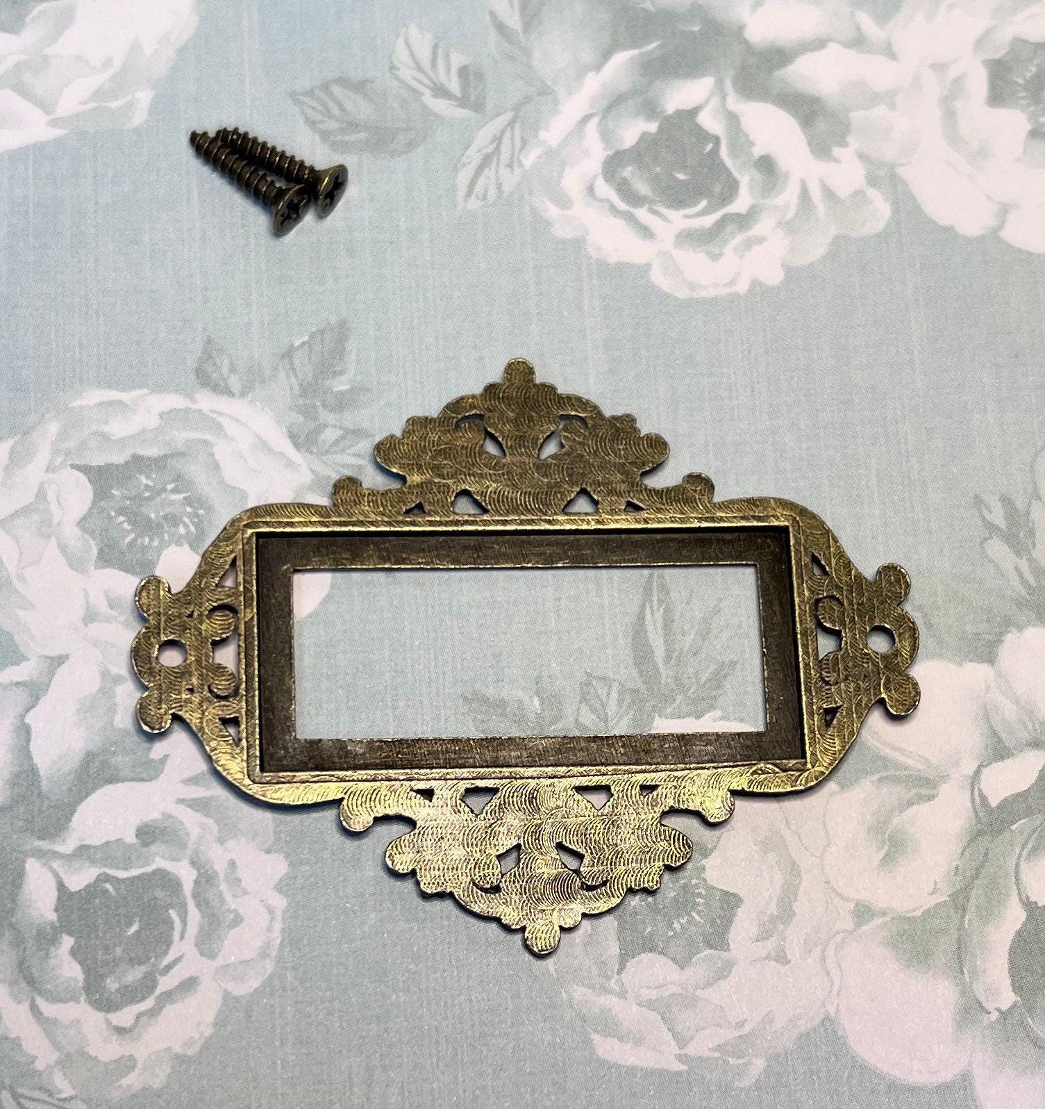 Book plate, filigree label holder with screws, set of 2 (etsy image id: 7808569045)