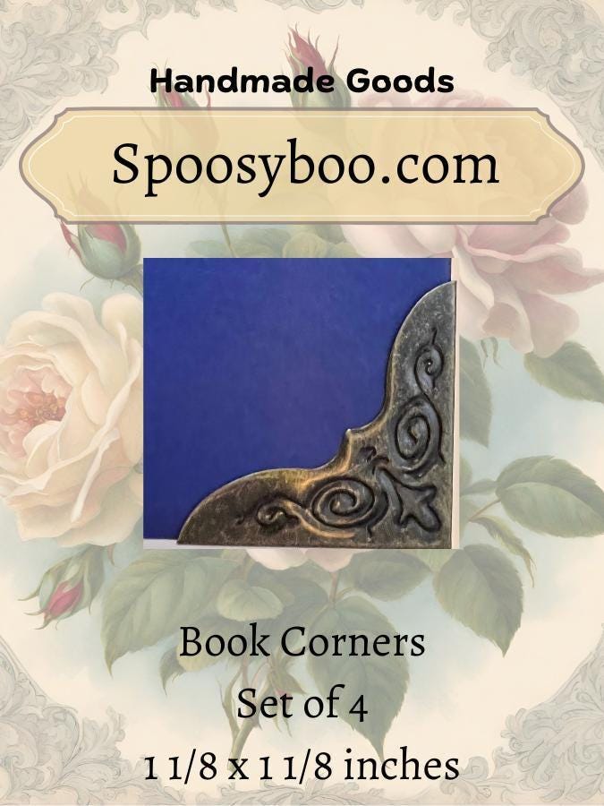 bronze color metal book corners (etsy image id: 7808619823)