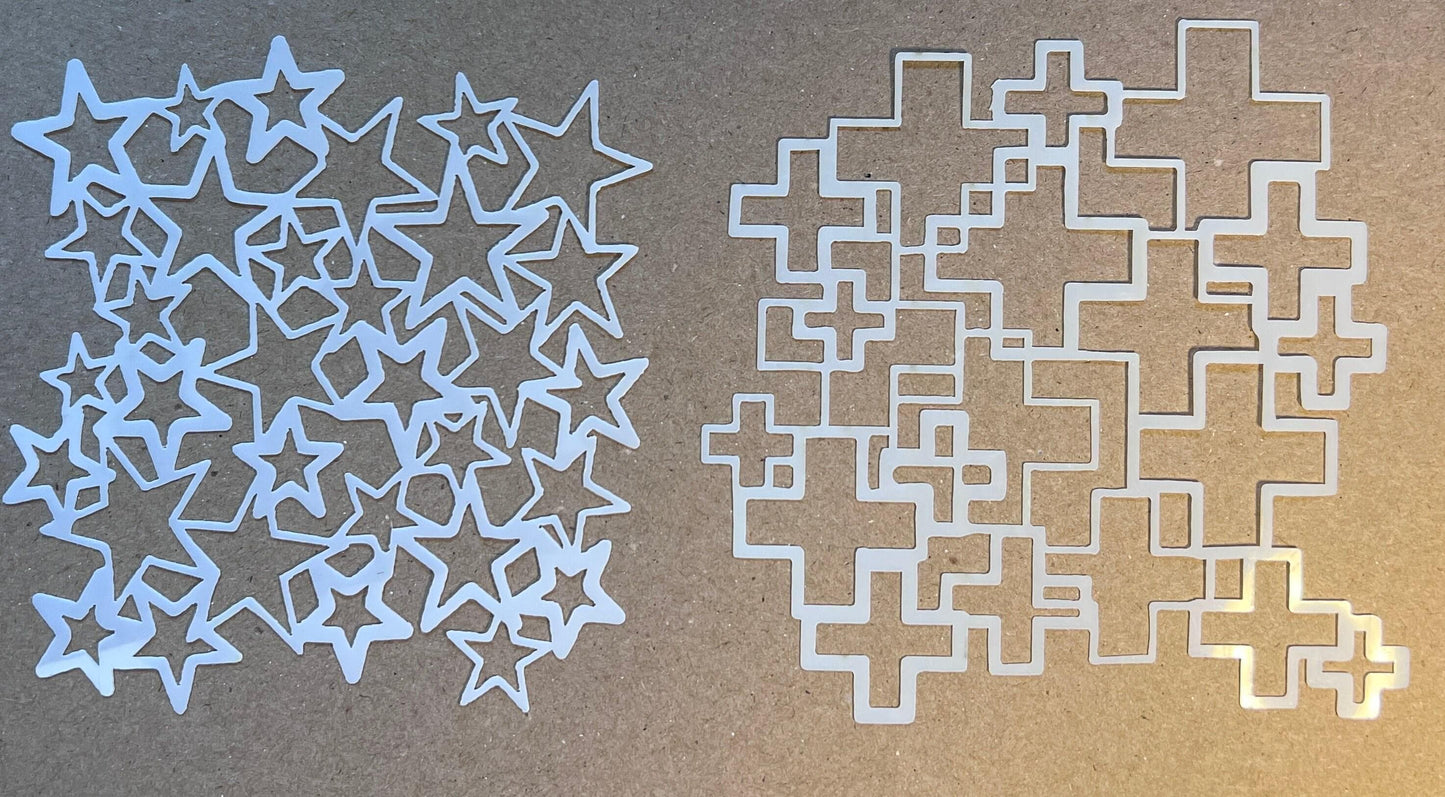 STars and plus sign stencils (etsy image id: 7811901893)