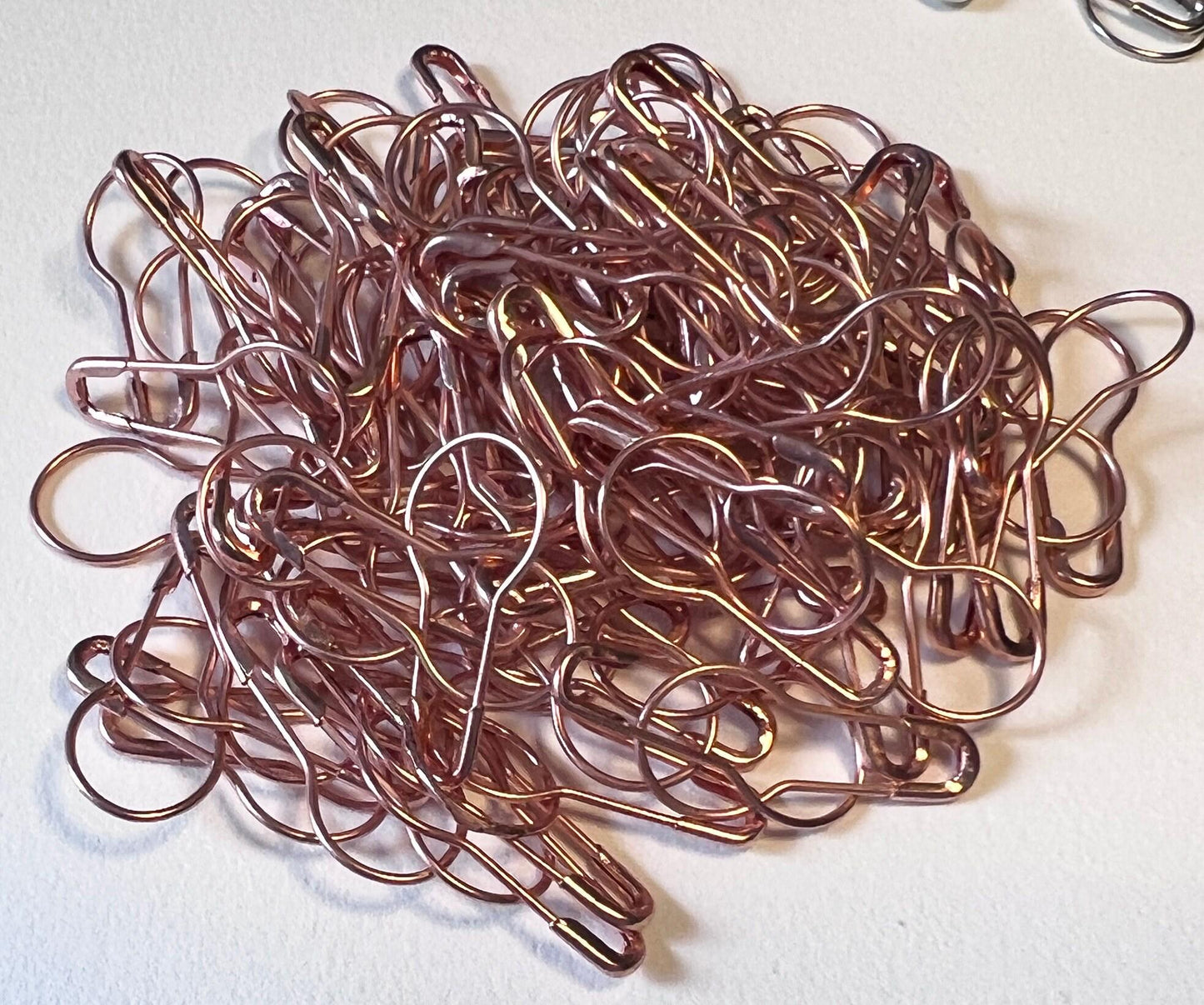 Five different color finishes on bulb pins, calabash pins, Silver tone, Goldtone, Copper tone, Antique bronze tone, black tone, sets of 25 or mixed set of with 5 of each color (etsy image id: 7811906029)
